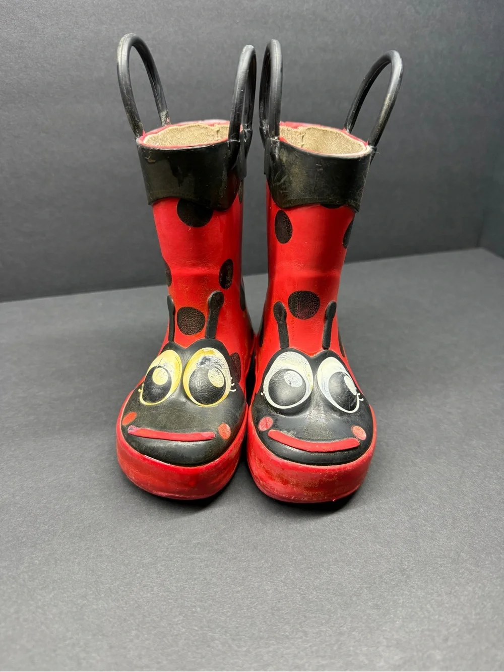 Western Chief Kids Red & Black Ladybug Rain Boots with Handles